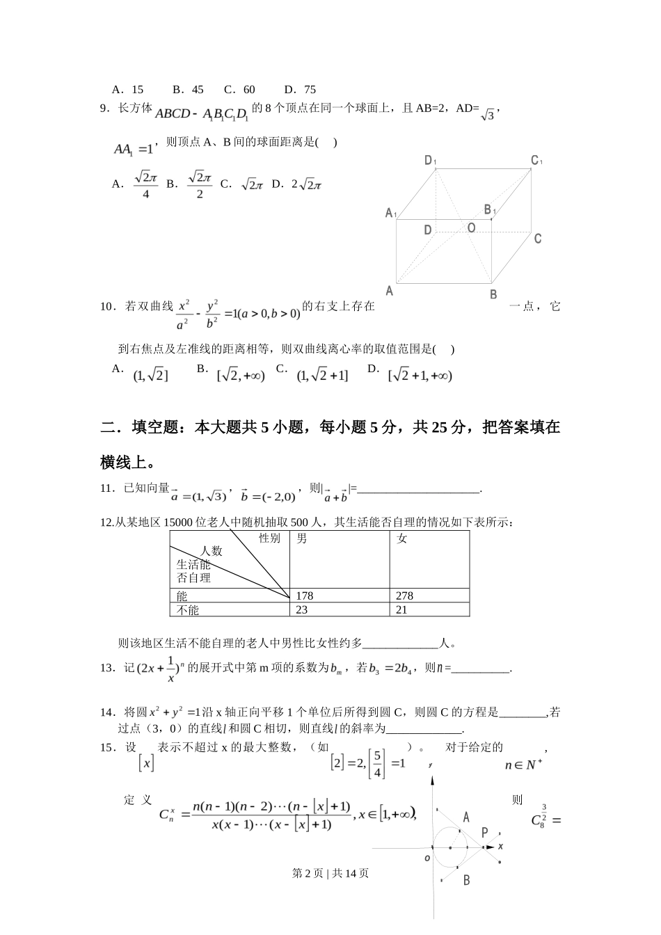 2008年高考数学试卷（文）（湖南）（解析卷） _第2页