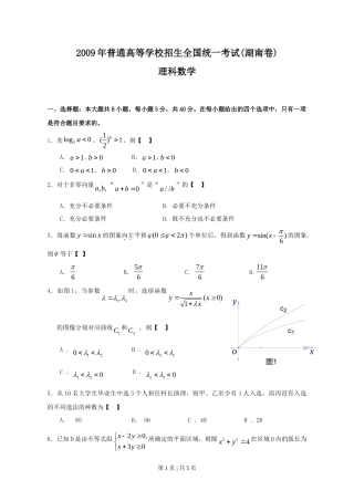 2009年高考数学试卷（理）（湖南）（空白卷）