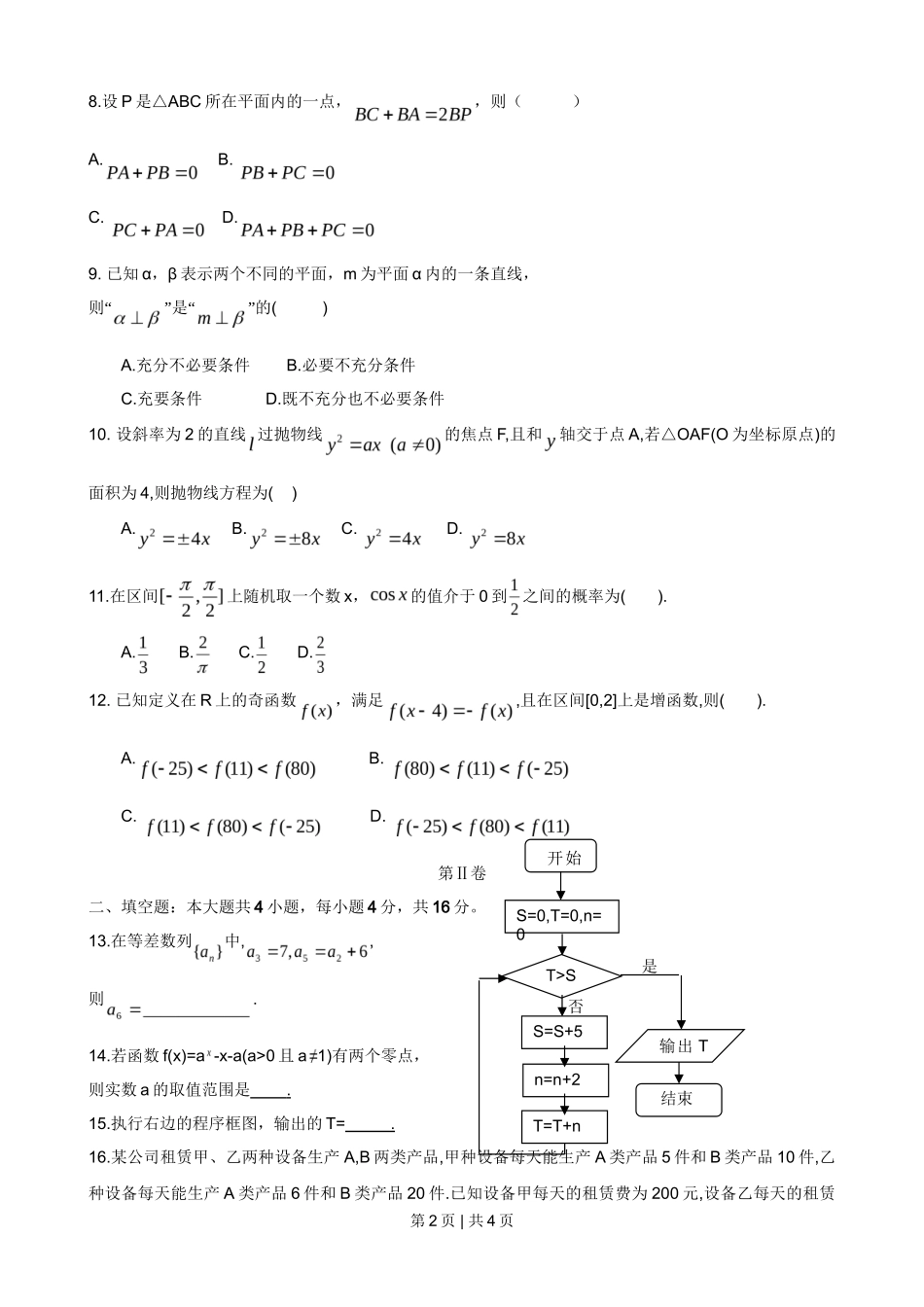 2009年高考数学试卷（文）（山东）（空白卷）_第2页
