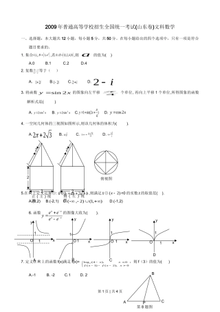 2009年高考数学试卷（文）（山东）（空白卷）
