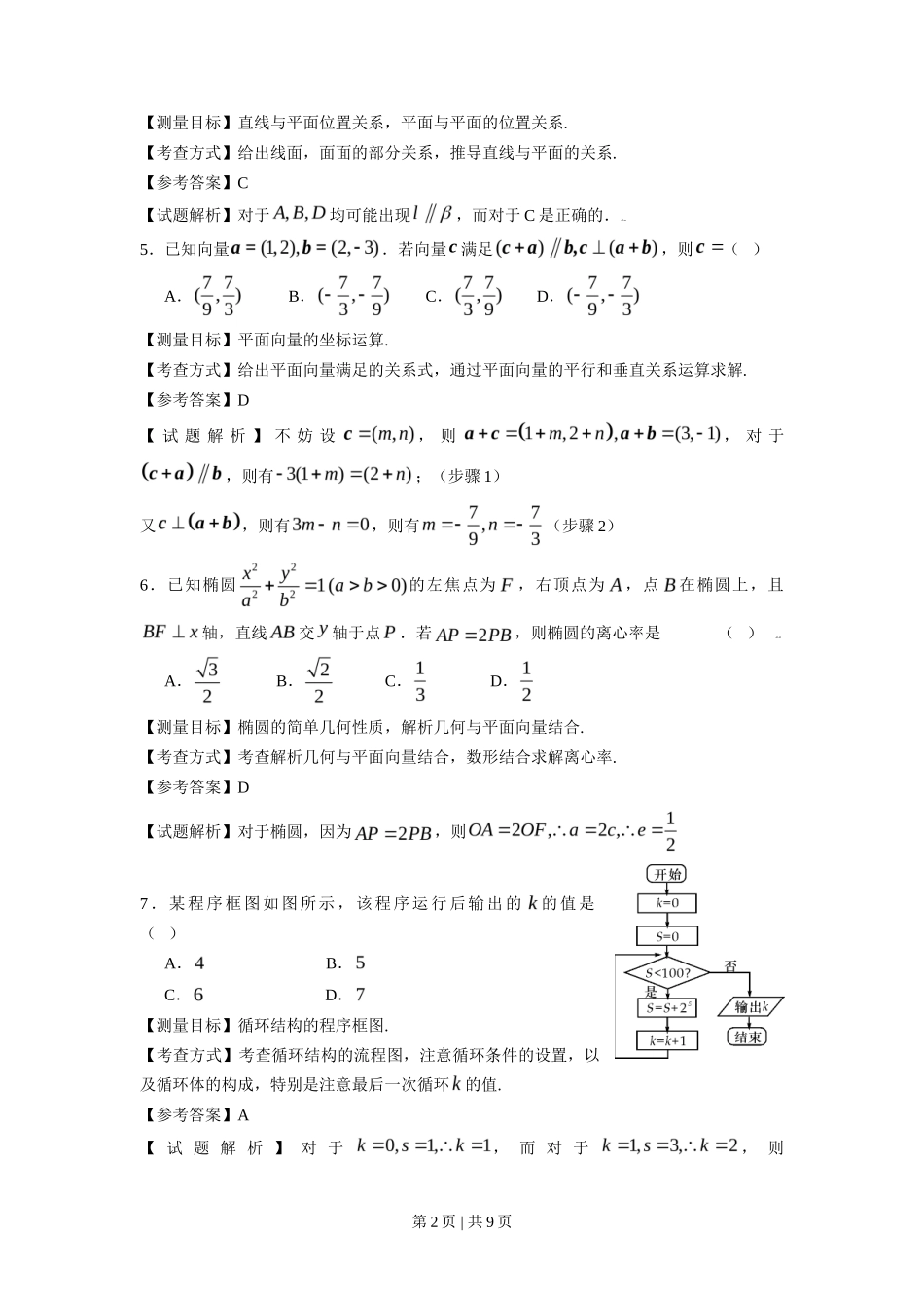 2009年高考数学试卷(文)(浙江)(解析卷)_第2页