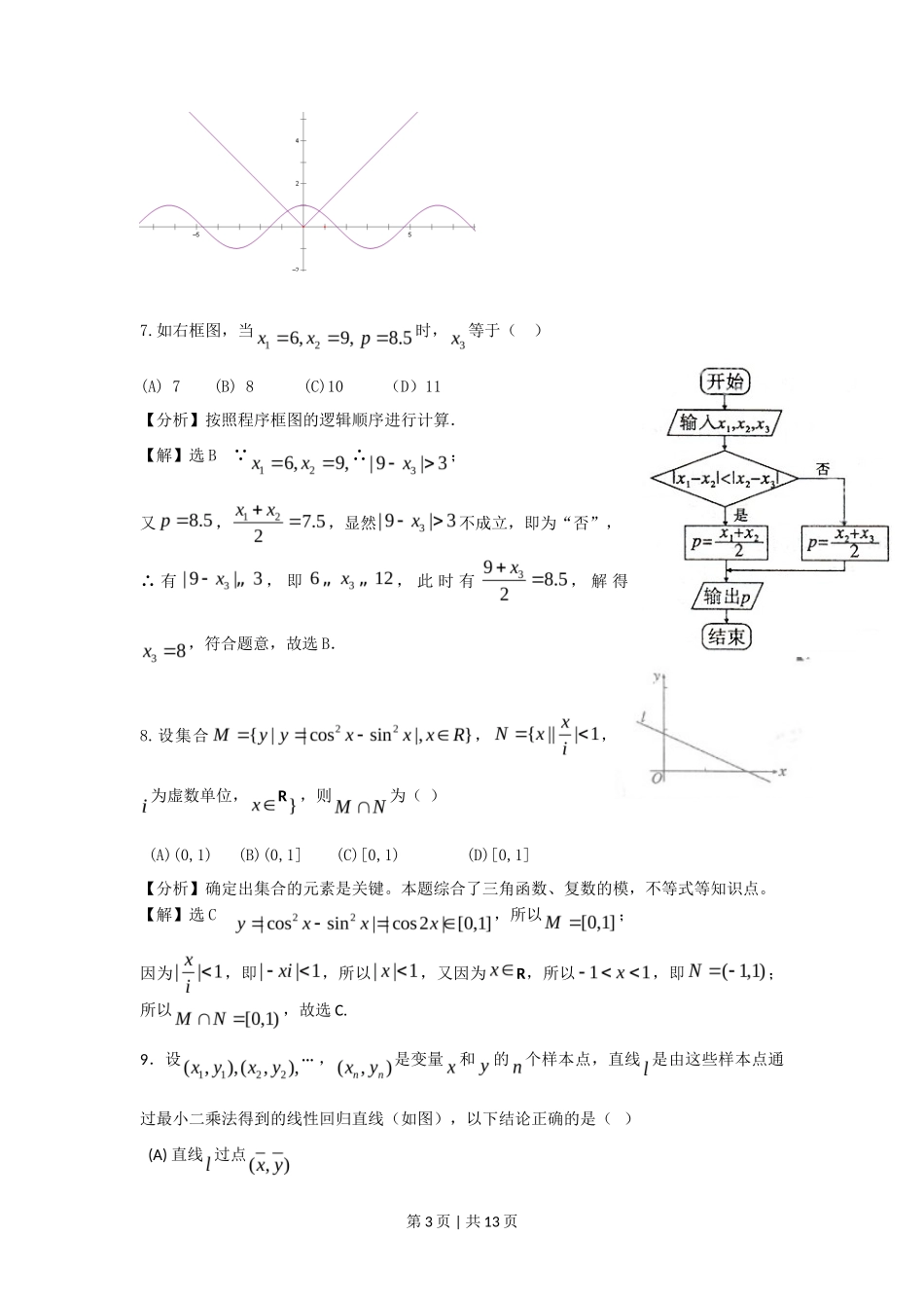 2011年高考数学试卷（文）（陕西）（解析卷）_第3页