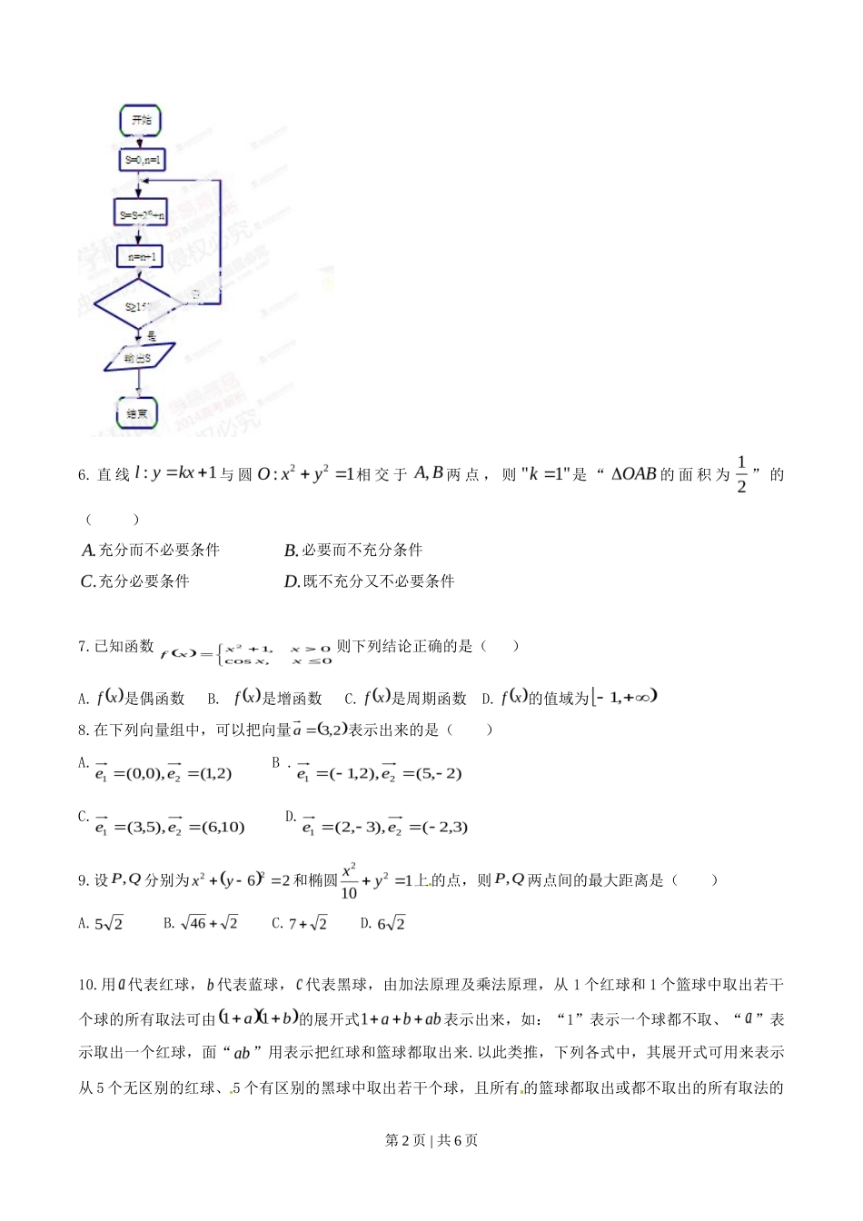 2014年高考数学试卷(理)(福建)(空白卷)_第2页