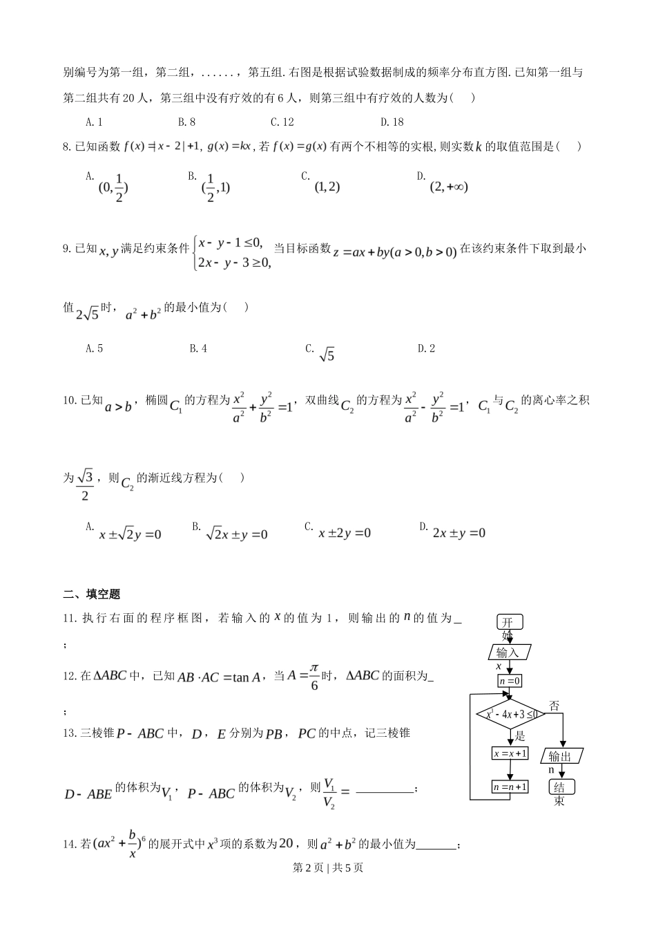 2014年高考数学试卷(理)(山东)(空白卷)_第2页