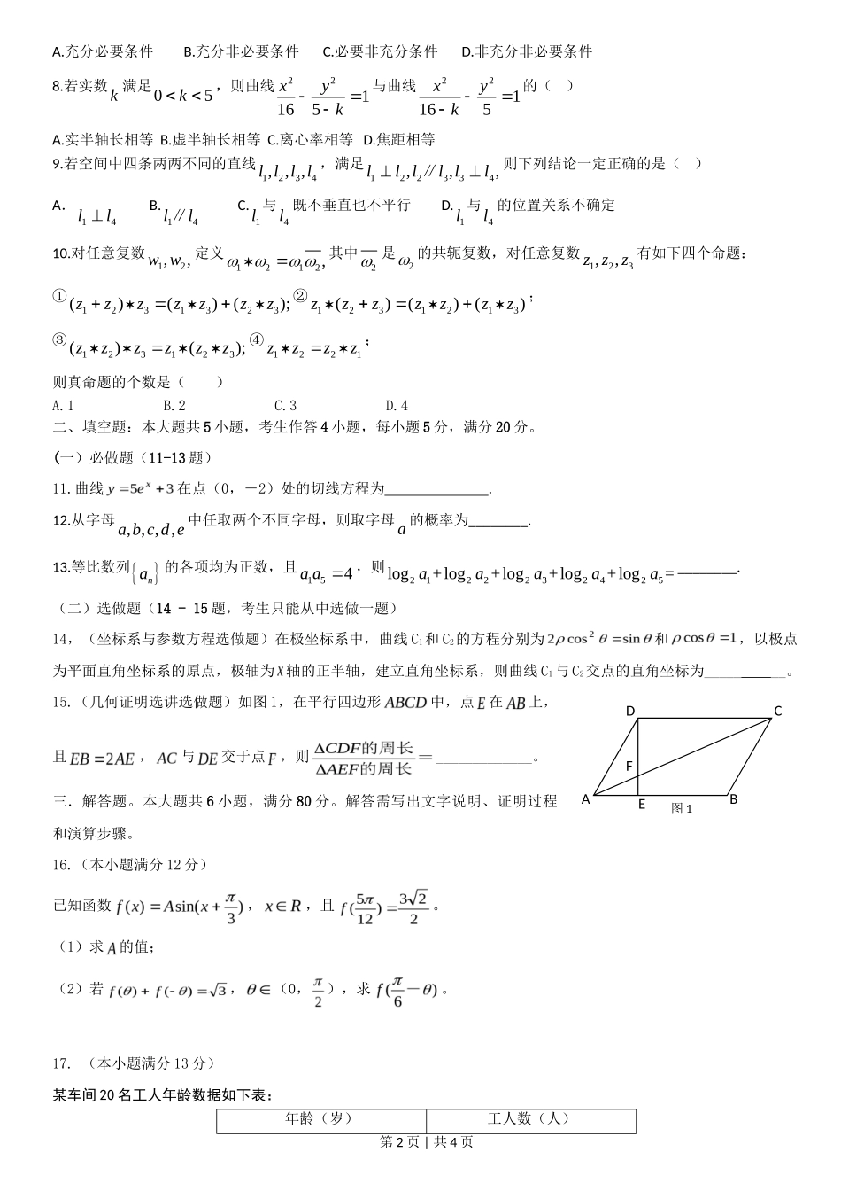 2014年高考数学试卷（文）（广东）（空白卷）_第2页