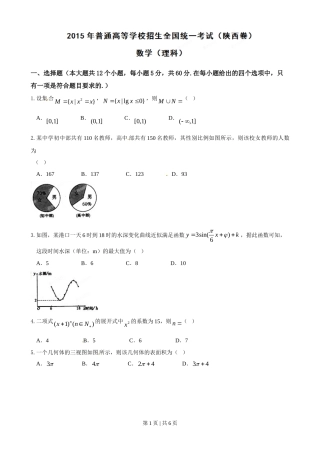 2015年高考数学试卷（理）（陕西）（空白卷）