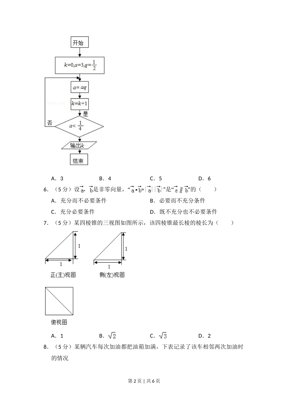 2015年高考数学试卷（文）（北京）（空白卷）_第2页