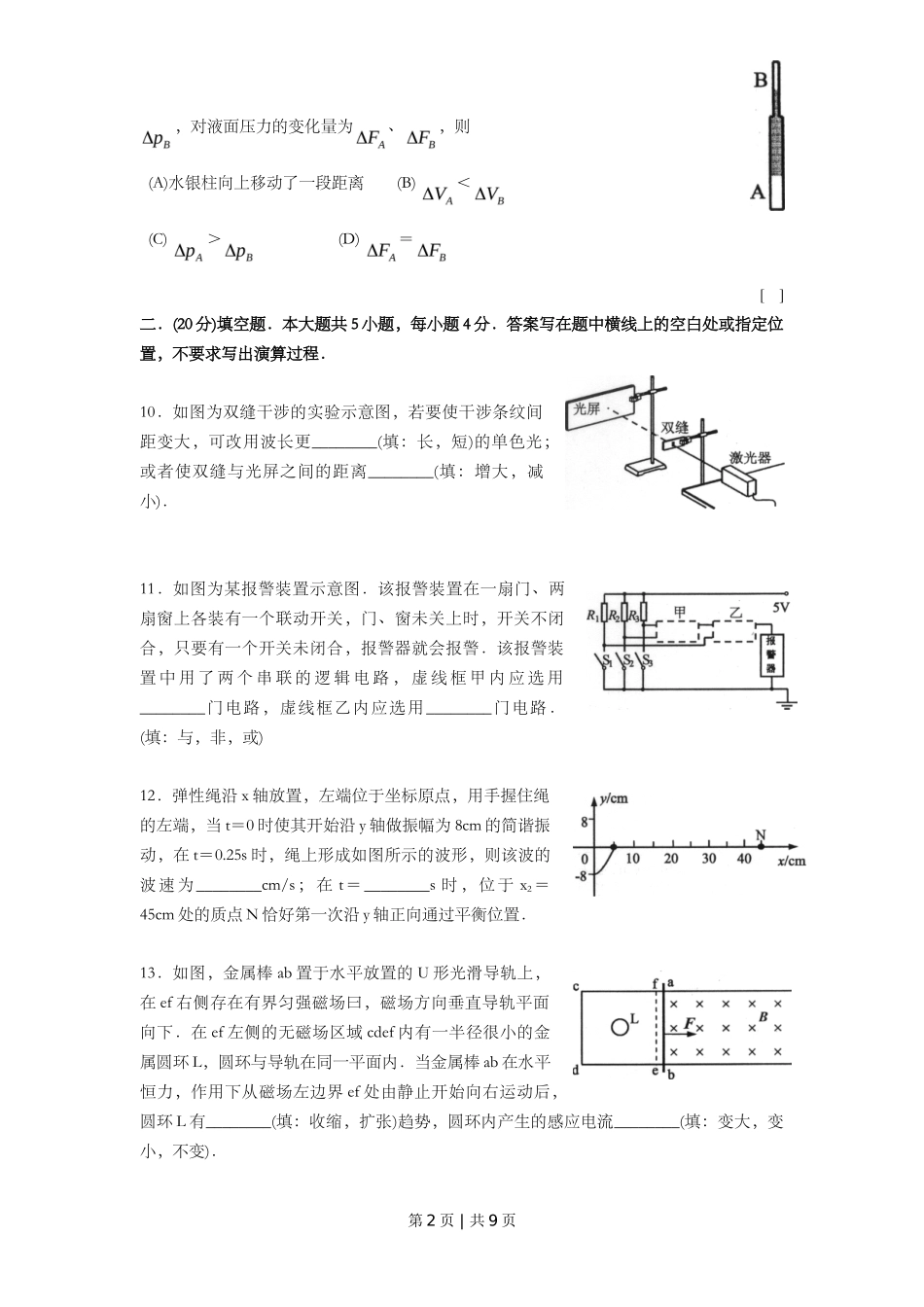 2009年高考物理试卷(上海)(空白卷)_第3页