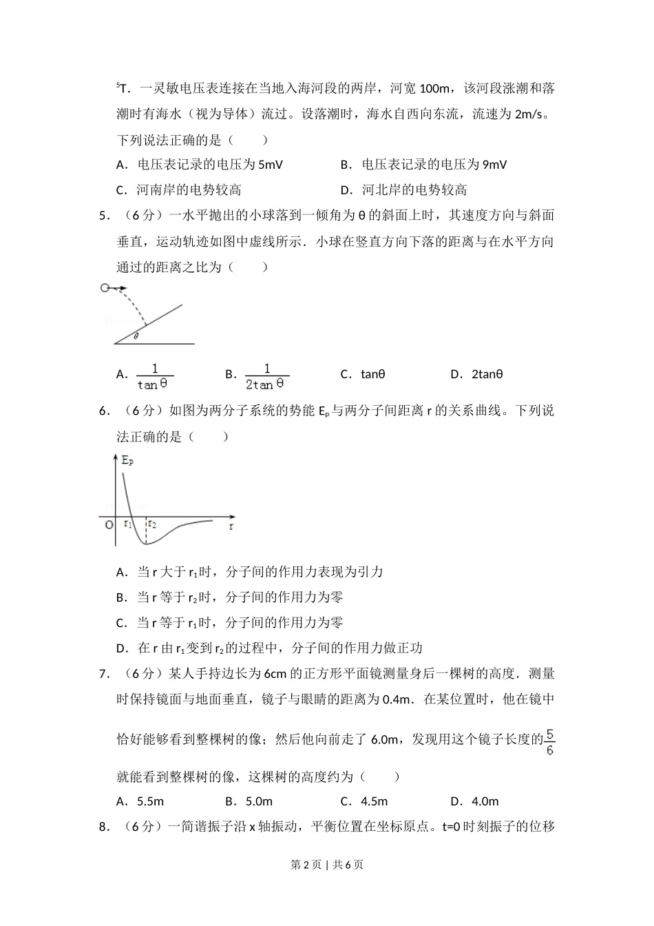 2010年高考物理试卷(全国卷Ⅰ)(空白卷)_第2页