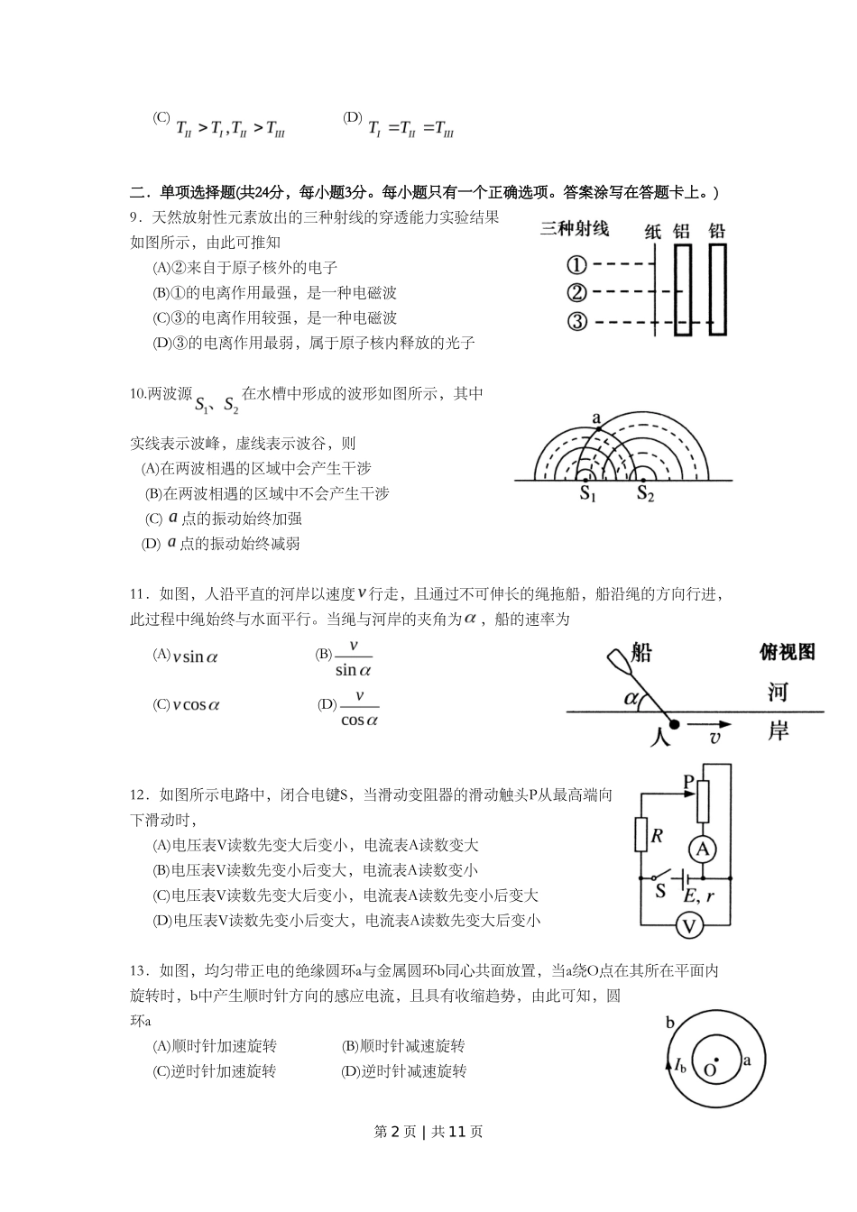 2011年高考物理试卷（上海）（空白卷）_第3页