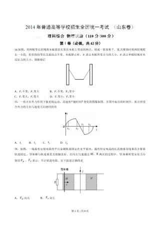 2014年高考物理试卷（山东）（空白卷）