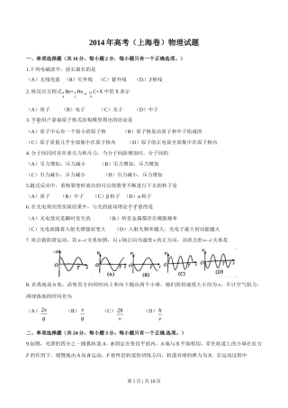 2014年高考物理试卷（上海）（空白卷）