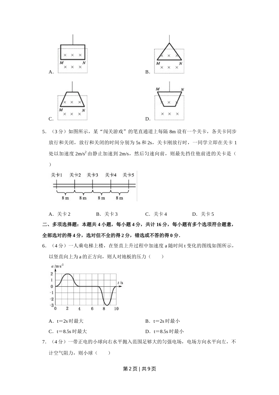 2015年高考物理试卷（江苏）（空白卷）_第2页