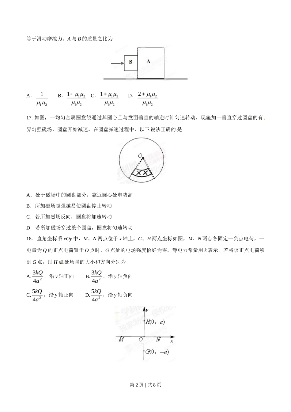 2015年高考物理试卷（山东）（空白卷）_第2页