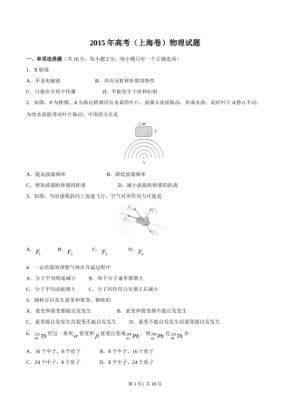 2015年高考物理试卷（上海）（空白卷）