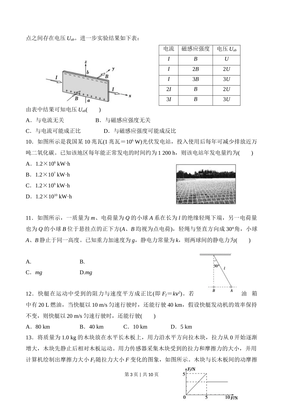 2015年高考物理试卷（浙江）【10月】（空白卷）_第3页