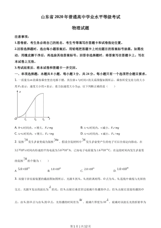 2020年高考物理试卷（山东）（空白卷）