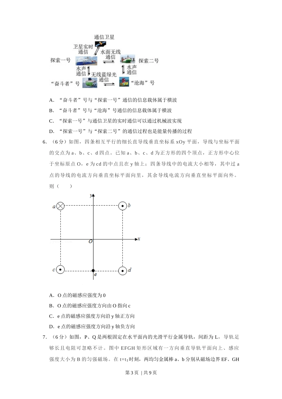 2021年高考物理试卷（福建）（空白卷）_第3页