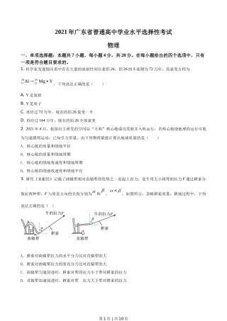 2021年高考物理试卷（广东）（空白卷）