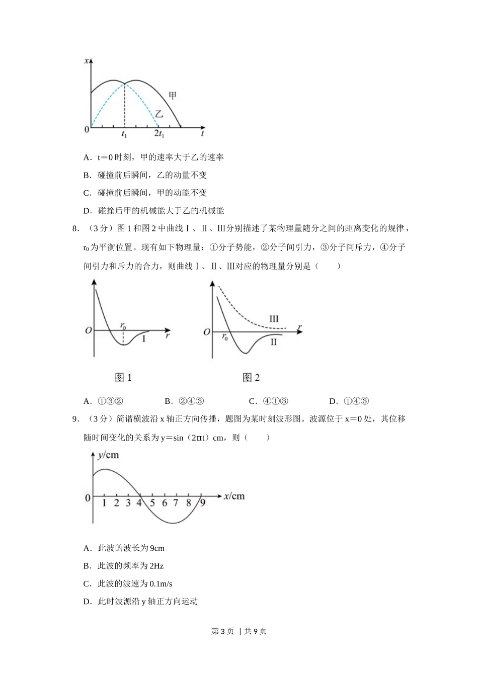 2021年高考物理试卷（重庆）（空白卷）_第3页