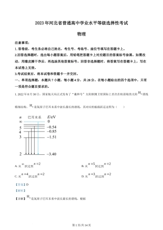 2023年高考物理试卷（河北）（解析卷）