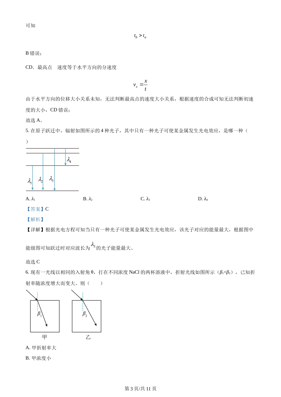 2024年高考物理试卷（江苏）（解析卷）_第3页