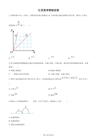 2024年高考物理试卷（江苏）（空白卷）