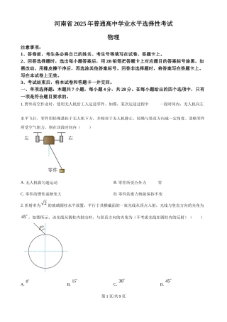 2025年高考物理试卷（河南卷）（空白卷）