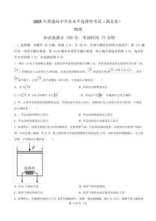 2025年高考物理试卷（湖北卷）（空白卷）