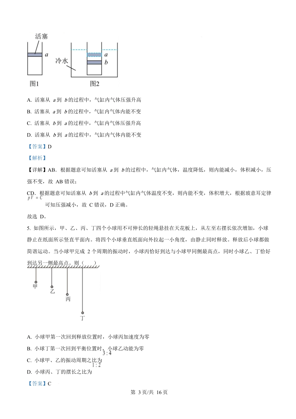 2025年高考物理试卷（四川卷）（解析卷）_第3页