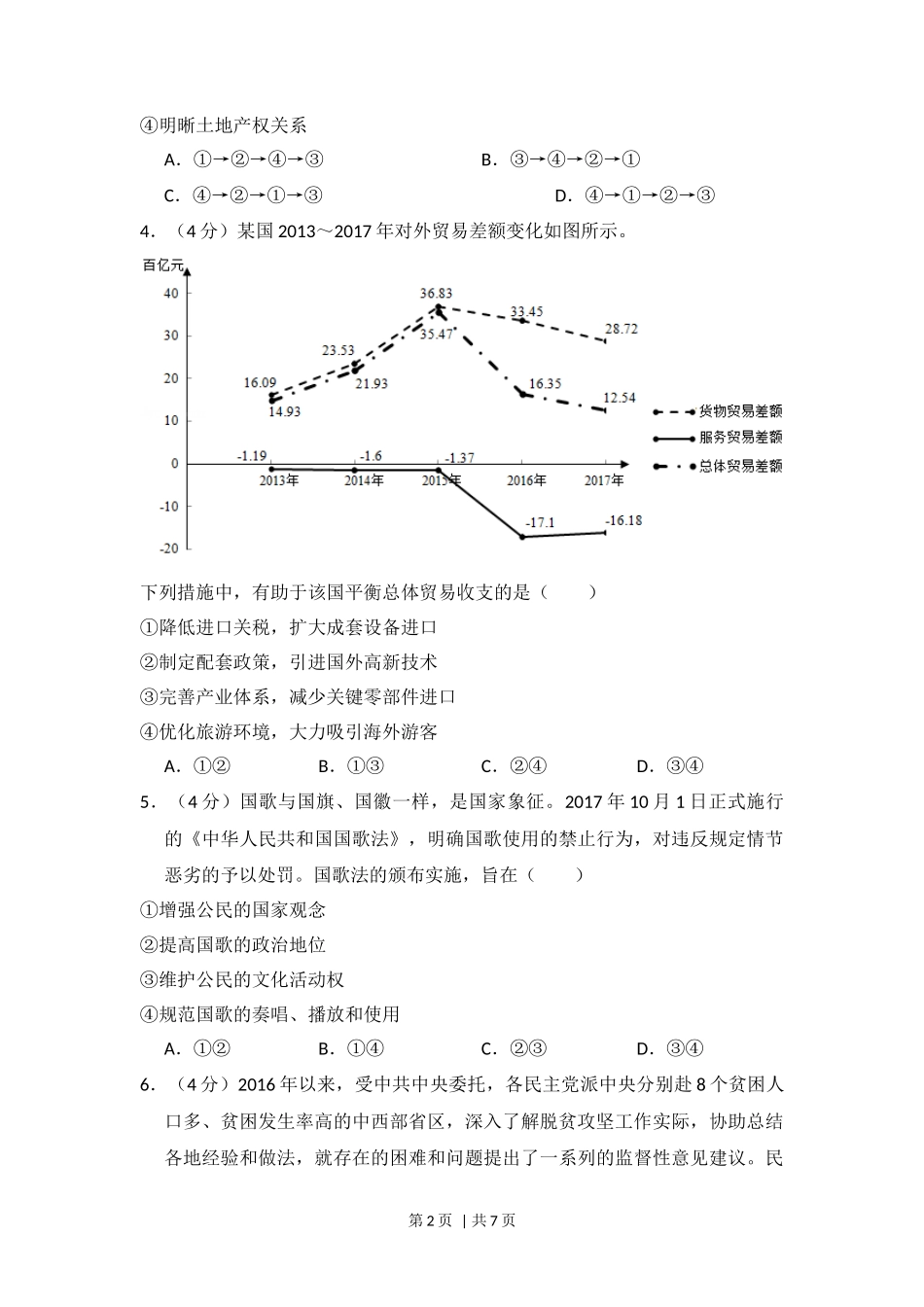 2018年高考政治试卷(新课标Ⅲ)(空白卷)_第2页
