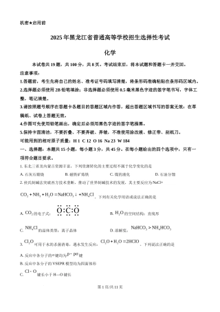 2025年高考化学试卷（黑吉辽蒙卷）（空白卷）