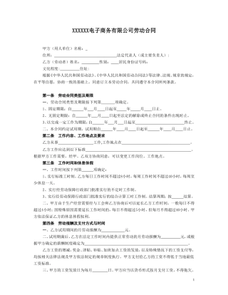 电子商务公司劳动合同