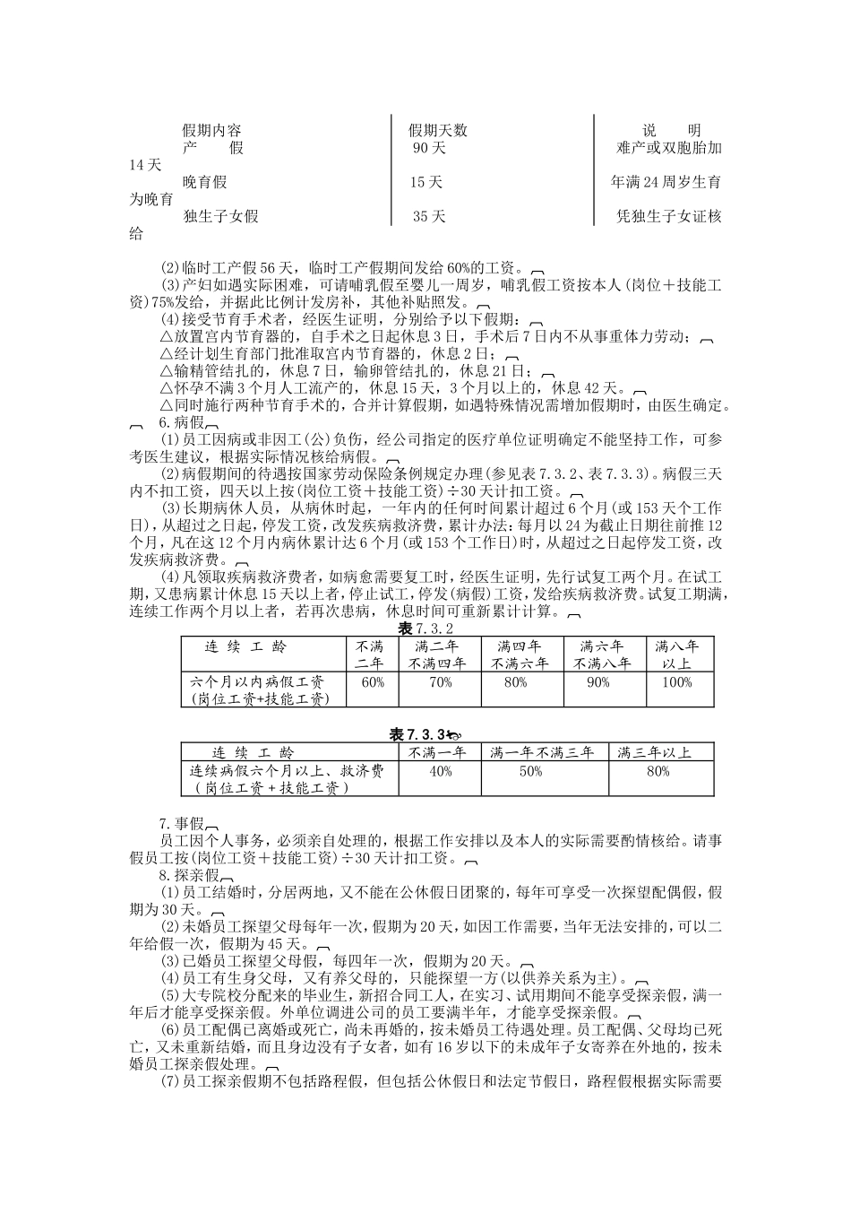员工考勤和休假的规定_第2页