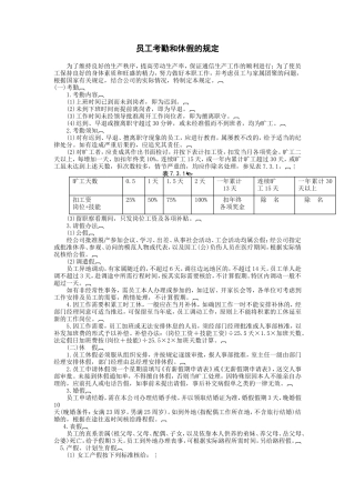 员工考勤和休假的规定