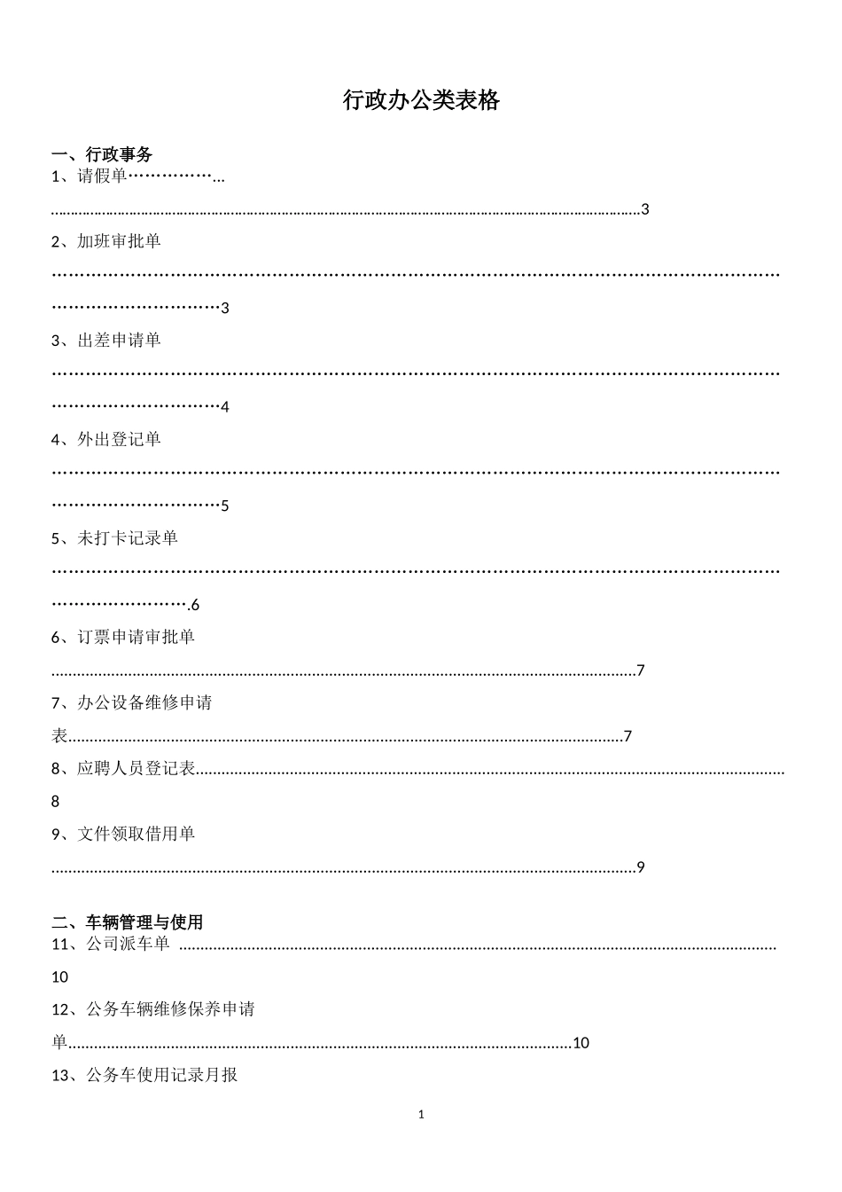 行政办公类表格汇总_第1页