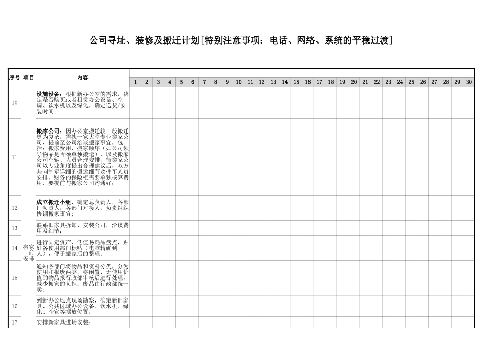 【搬迁管理】公司搬迁整体计划时间表_第2页