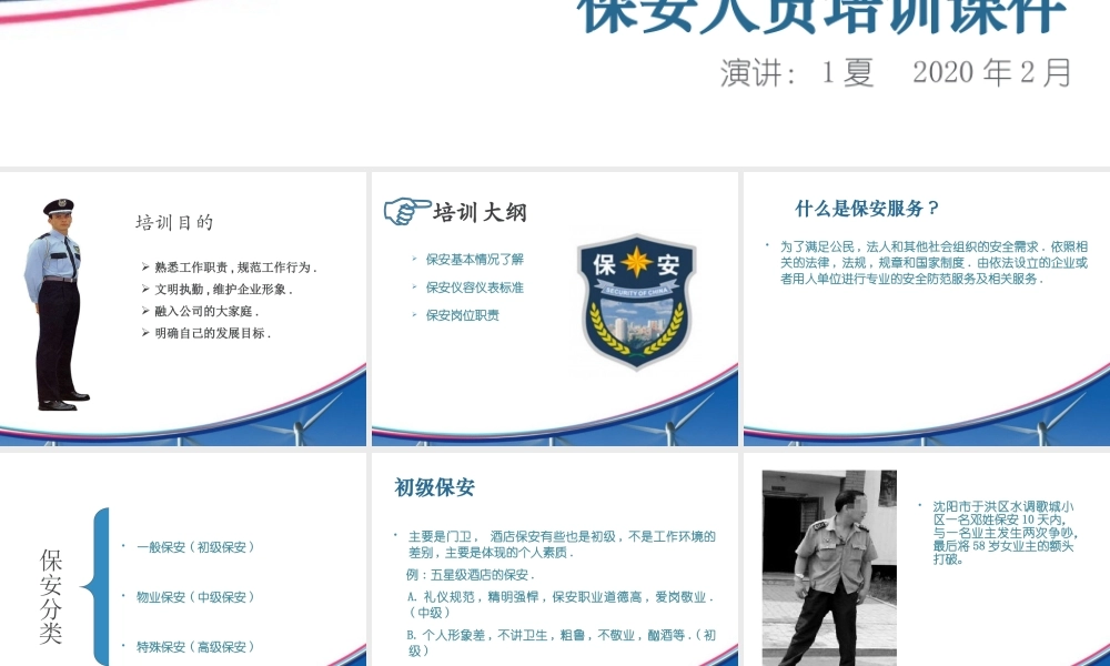【保安管理】保安人员培训课件