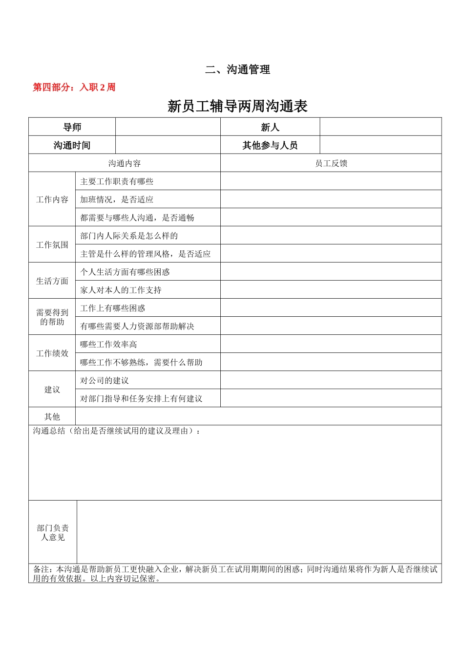 【入职地图】新员工入职辅导计划表--行政人事CLUB_第2页