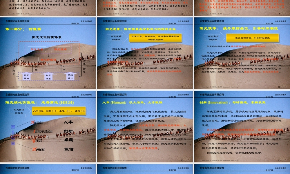 北大纵横:阳光丝业企业文化宣言