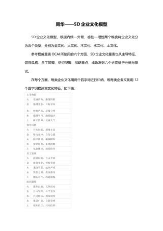 【企业文化分析模型-8】周华——5D企业文化模型