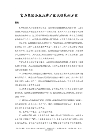 【案例分析】富力集团企业品牌扩张战略策划方案（2008）