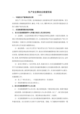 生产安全事故应救援预案