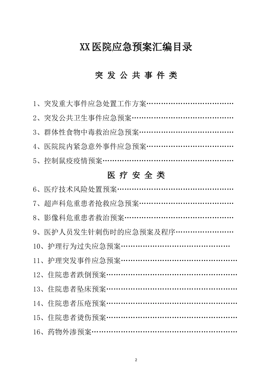医院各类应急预案汇编(8页)_第2页
