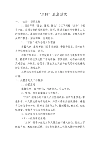 三防应急预案模板