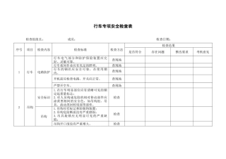行车专项安全检查表