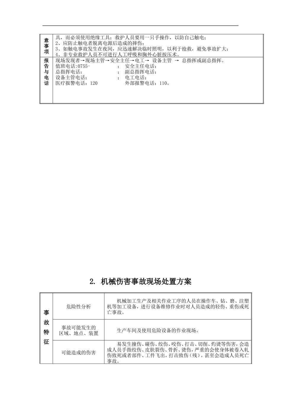 安全生产应急处置卡模板(常见事故)_第3页
