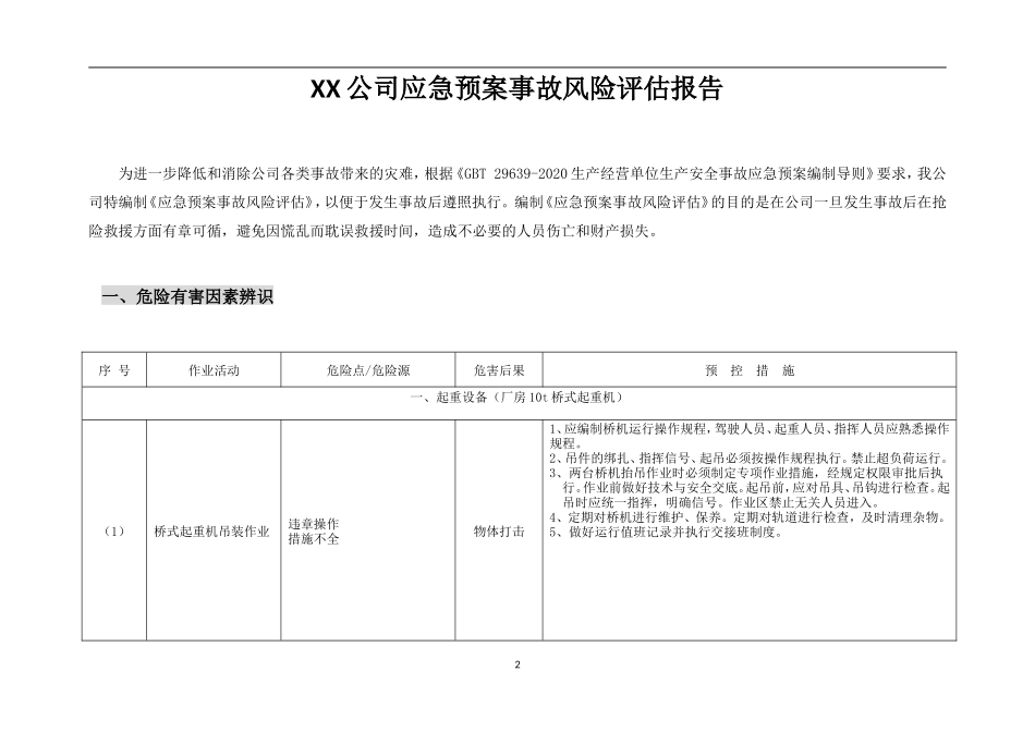 【模板资料】XX公司应急预案事故风险评估报告(新版GBT-编制,页)_第2页