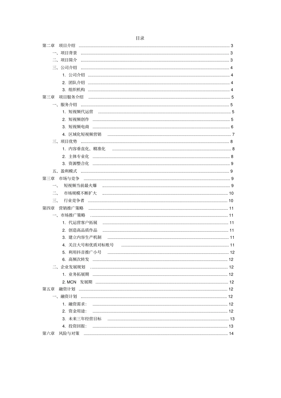 短视频及电商运营项目融资商业计划书_第2页
