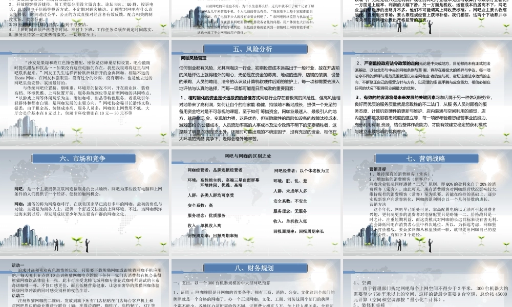 熊猫网咖电竞馆-创业计划书